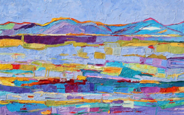 Ζωγραφική με τίτλο "Abstract landscape…" από Magdalena Walulik, Αυθεντικά έργα τέχνης, Λάδι Τοποθετήθηκε στο Ξύλινο φορείο σ…