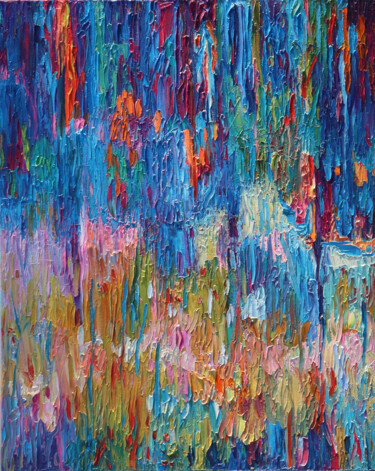 Painting titled "Wall II - abstract…" by Magdalena Walulik, Original Artwork, Oil Mounted on Wood Stretcher frame
