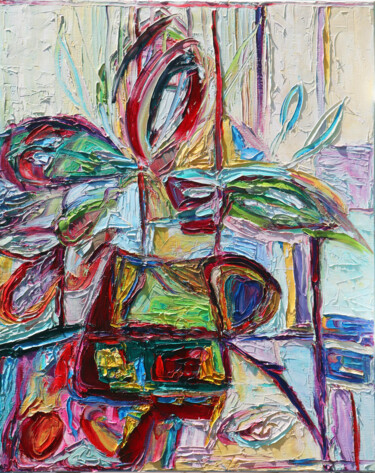 Картина под названием "Abstrakcja zielona…" - Magdalena Walulik, Подлинное произведение искусства, Масло Установлен на Дерев…