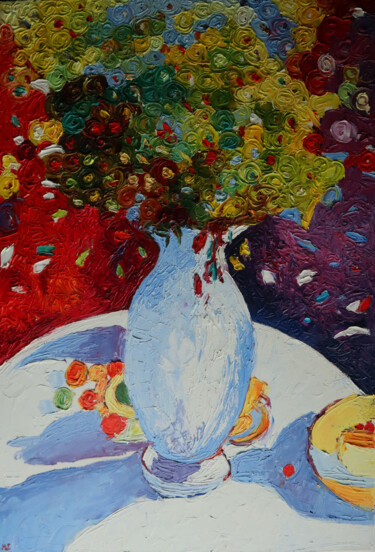 Pintura titulada "Kwiaty w wazonie 047" por Magdalena Walulik, Obra de arte original, Oleo Montado en Bastidor de camilla de…