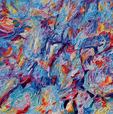 Malarstwo zatytułowany „Abstrakcja niebiesk…” autorstwa Magdalena Walulik, Oryginalna praca, Olej Zamontowany na Drewniana r…