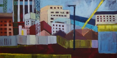 Pintura titulada "Miasto w budowie 3" por Magdalena Skaruz, Obra de arte original, Acrílico