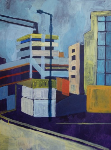 Pintura titulada "Miasto w budowie 4" por Magdalena Skaruz, Obra de arte original, Acrílico