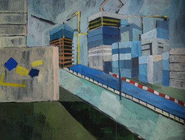 Malerei mit dem Titel "Miasto w budowie 6" von Magdalena Skaruz, Original-Kunstwerk, Acryl