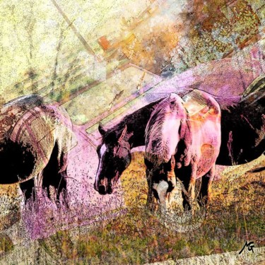 Arts numériques intitulée "Deux chevaux" par Magel, Œuvre d'art originale, Peinture numérique