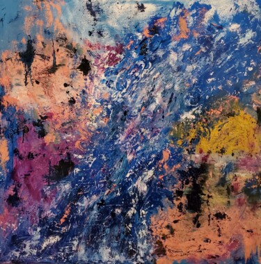 Картина под названием "Salmon River" - Maggie Romanovici, Подлинное произведение искусства, Масло Установлен на Деревянная р…