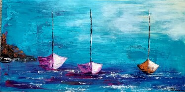 Painting titled "OUT  OF  THE  BLUE" by Maggie Romanovici, Original Artwork, Acrylic