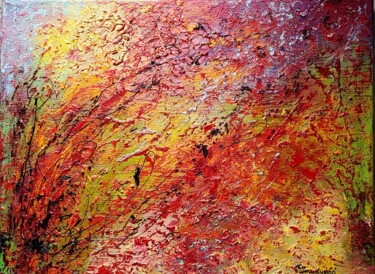 Painting titled "HEAT  WAVE" by Maggie Romanovici, Original Artwork, Oil Mounted on Wood Stretcher frame