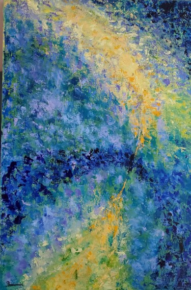 Painting titled "JOY  3" by Maggie Romanovici, Original Artwork, Oil Mounted on Wood Stretcher frame