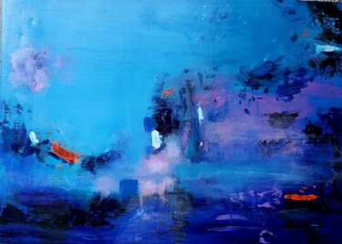 Pittura intitolato "EMBRACE  IN  BLUE" da Maggie Romanovici, Opera d'arte originale, Acrilico Montato su Telaio per barella…