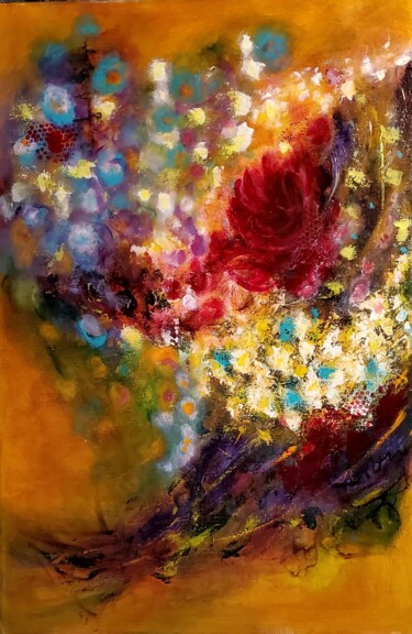 Картина под названием "MEMORY  GARDEN" - Maggie Romanovici, Подлинное произведение искусства, Акрил Установлен на Деревянная…