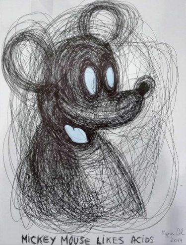 Pittura intitolato "Mickey mouse likes…" da Alessandro Maggiorino, Opera d'arte originale, Penna gel