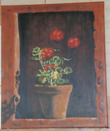 Peinture intitulée "Géraniums" par Marguerite Rodriguez, Œuvre d'art originale, Huile