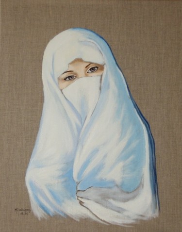Peinture intitulée "Femme voilée" par Marguerite Rodriguez, Œuvre d'art originale, Huile