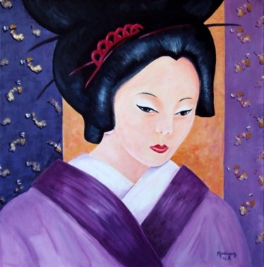 Peinture intitulée "Japonaise" par Marguerite Rodriguez, Œuvre d'art originale, Huile
