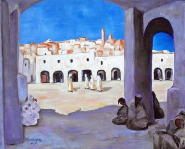 Painting titled "Place au soleil" by Marguerite Rodriguez, Original Artwork, Oil
