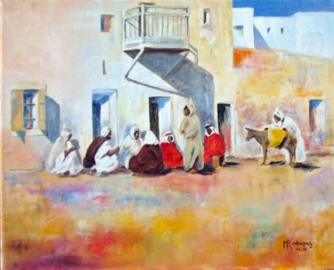 Painting titled "Café maure" by Marguerite Rodriguez, Original Artwork, Oil