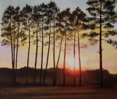Peinture intitulée "lever de soleil" par Marguerite Rodriguez, Œuvre d'art originale, Huile