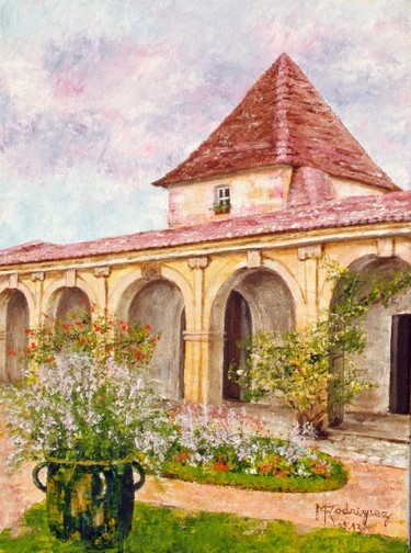 Painting titled "Château de Gaujacq…" by Marguerite Rodriguez, Original Artwork, Acrylic