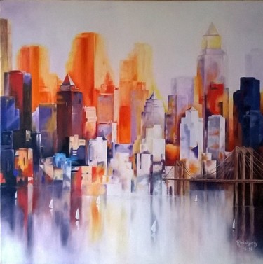 Painting titled "New York" by Marguerite Rodriguez, Original Artwork, Oil