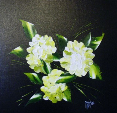 Peinture intitulée "hortensias" par Maggy Marie, Œuvre d'art originale, Huile