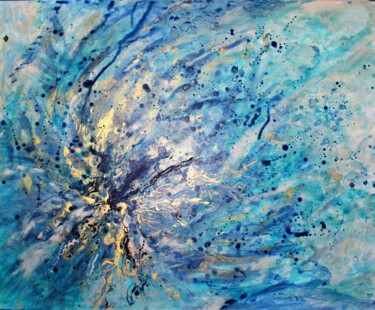 Painting titled "Délire aquatique" by Magic Glance, Original Artwork, Acrylic Mounted on Cardboard