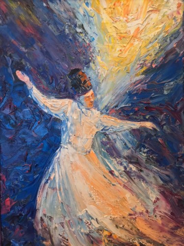 Painting titled "Dancing Dervish" by Tara German, Original Artwork, Oil