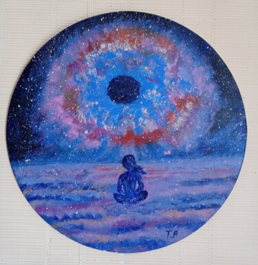 Painting titled "Méditation" by Alina Tagzieva, Original Artwork, Acrylic Mounted on Cardboard