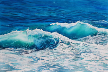 Painting titled "Wave and sea #03" by Svetlana Lileeva, Original Artwork, Watercolor