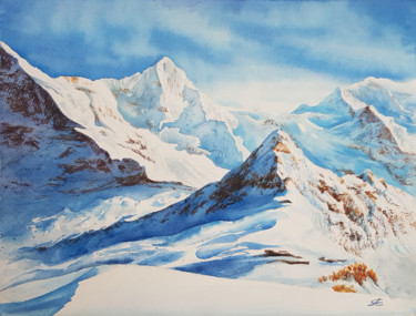 Malerei mit dem Titel "Mountains #07" von Svetlana Lileeva, Original-Kunstwerk, Aquarell