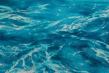 Painting titled "Waves and sea #17 O…" by Svetlana Lileeva, Original Artwork, Watercolor