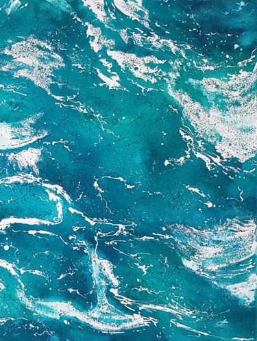 Malerei mit dem Titel "Waves and sea #24 S…" von Svetlana Lileeva, Original-Kunstwerk, Aquarell