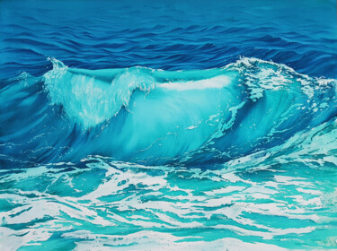 Painting titled "Ocean waves" by Svetlana Lileeva, Original Artwork, Watercolor