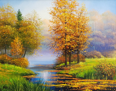 Peinture intitulée "Autumn landscape" par Ilia Zherniak (Magicofcolour), Œuvre d'art originale, Huile