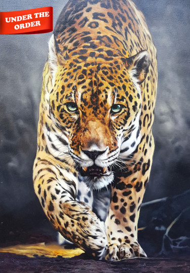 Painting titled "Animal world, Leopa…" by Ilia Zherniak (Magicofcolour), Original Artwork, Oil