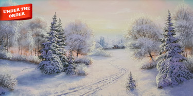 Winter path to the house Painting titled "Winter path to the…" by Илья Жерняк (Magicofcolour), Original Art, Oil