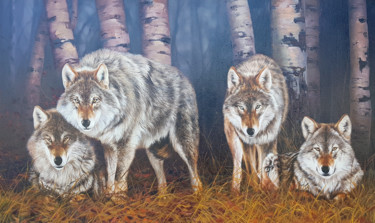 Картина под названием "Animal World, Wolve…" - Илья Жерняк (Magicofcolour), Подлинное произведение искусства, Масло