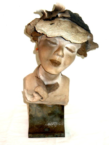 Sculpture titled "Sculpture_ Buste Fe…" by Dominique B., Original Artwork, Ceramics