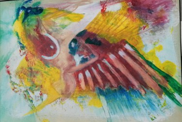 Peinture intitulée "Oiseau sorti de nul…" par Magil, Œuvre d'art originale, Acrylique