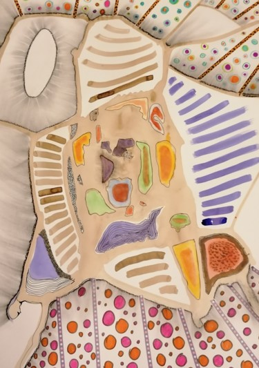 Peinture intitulée "Mes cellules, terri…" par Magil, Œuvre d'art originale, Gouache
