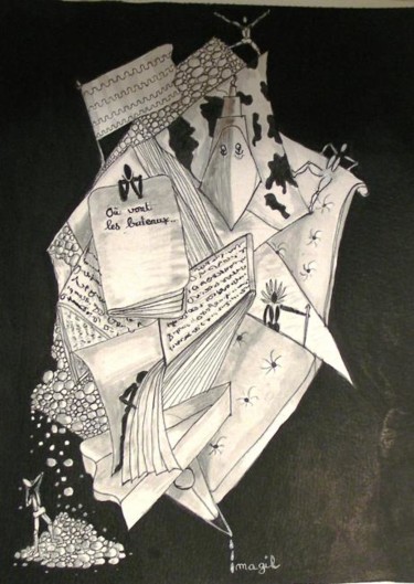 Dessin intitulée "Où vont les bateaux…" par Magil, Œuvre d'art originale