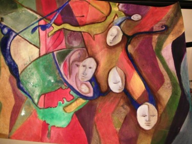 Peinture intitulée "Les petites têtes" par Magil, Œuvre d'art originale
