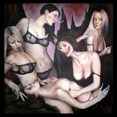 Painting titled "model behaviour" by David Anthony Magitis, Original Artwork