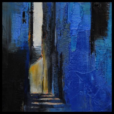 Peinture intitulée "14 rue Bleue" par Jicé, Œuvre d'art originale, Huile Monté sur Châssis en bois