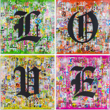 Collages intitulée "L.O.V.E. Stickerbom…" par Magmagmag, Œuvre d'art originale, Collages