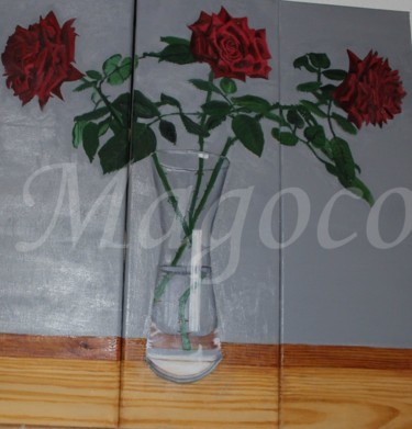 Pintura titulada "tres-rosas-de-mi-ja…" por Magoco Arte, Obra de arte original, Oleo