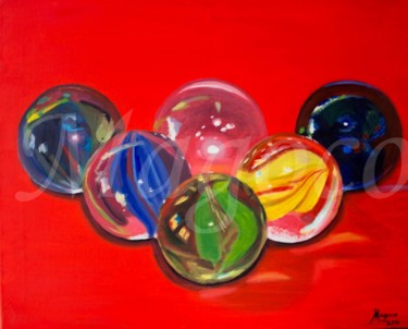 Pintura titulada "canicas-de-colores1…" por Magoco Arte, Obra de arte original, Oleo