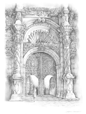 Pintura titulada "catedral de saltillo" por M Gomez Saucedo, Obra de arte original