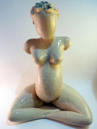 Sculpture intitulée "En attendant bebe #5" par Magoti, Œuvre d'art originale, Argile