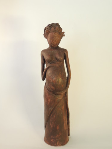 Sculpture intitulée "En attendant bebe #1" par Magoti, Œuvre d'art originale, Céramique